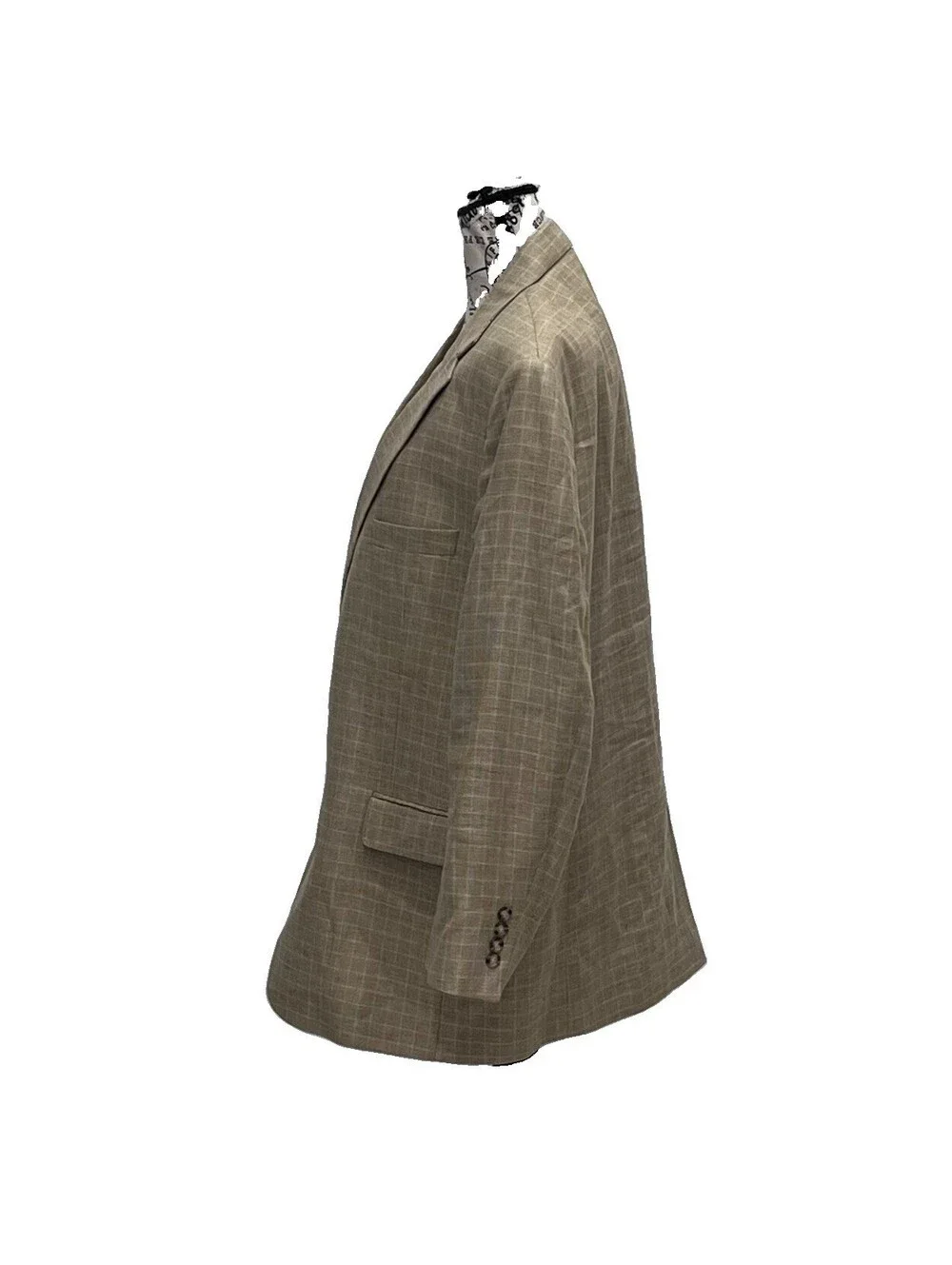 Jos. A. Bank 44R Linen Cotton Blazer Taupe Windowpane Sport Coat Men’s Summer